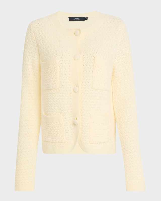 Tulip Tweed-Knit Cashmere Cardigan